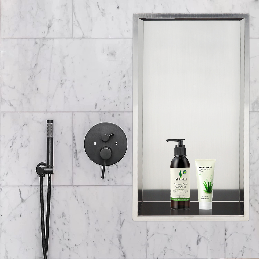 Design moderne fini or Rose forme carrée salle de bain douche mur Niches en acier inoxydable